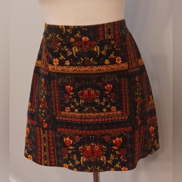 H&M Coachella Womens Patterned Velvet Mini Skirt Boho Festival Bohemian 6 - Picture 3 of 15